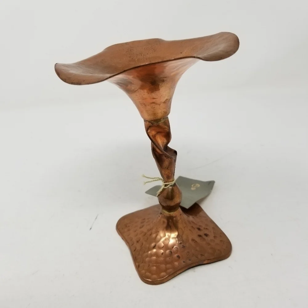 Brutalist Hammered Copper Candlestick 6 Inch New With Tags